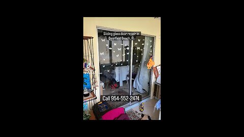 Sliding glass door repair; roller replacement and track refurbishing, in Deerfield Beach, Fl.
