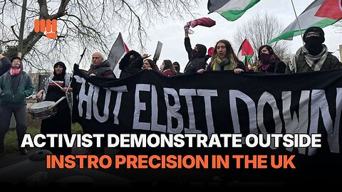 ACTIVIST DEMONSTRATE OUTSIDE INSTRO PRECISION IN THE UK