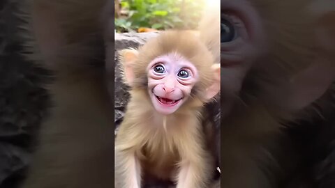 A baby monkey’s smile reminds us that joy is found in the little things. ❤️🐵