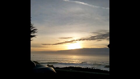 Pacific Ocean Sunset on February 7th, 2026 in Fort Bragg California. Warm winter weather continues.