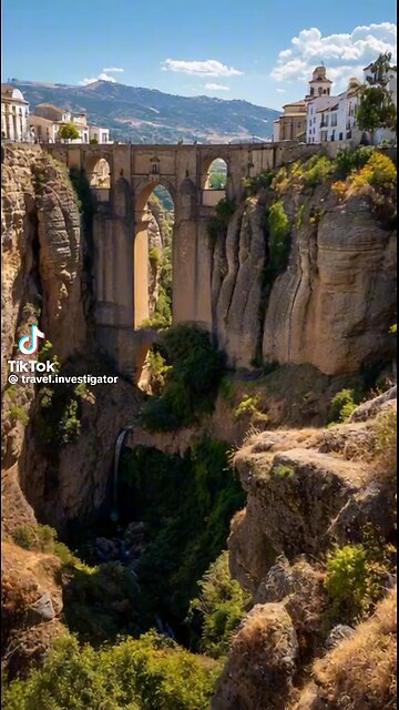 Village Built Into A Canyon Wall In Ronda Spain