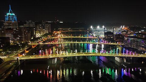 Pittsburgh Bridges Lit with Pride-Themed Light Display