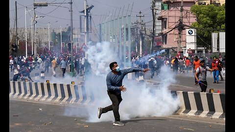 REVOLUTION IN 'NEPAL' ON THE GROUND VIDEO OF ROIT IN 'KATHMANDU' 'NEPAL' REVOLUTION