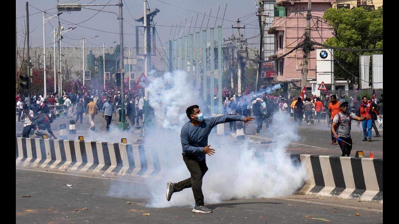 REVOLUTION IN 'NEPAL' ON THE GROUND VIDEO OF ROIT IN 'KATHMANDU' 'NEPAL' REVOLUTION
