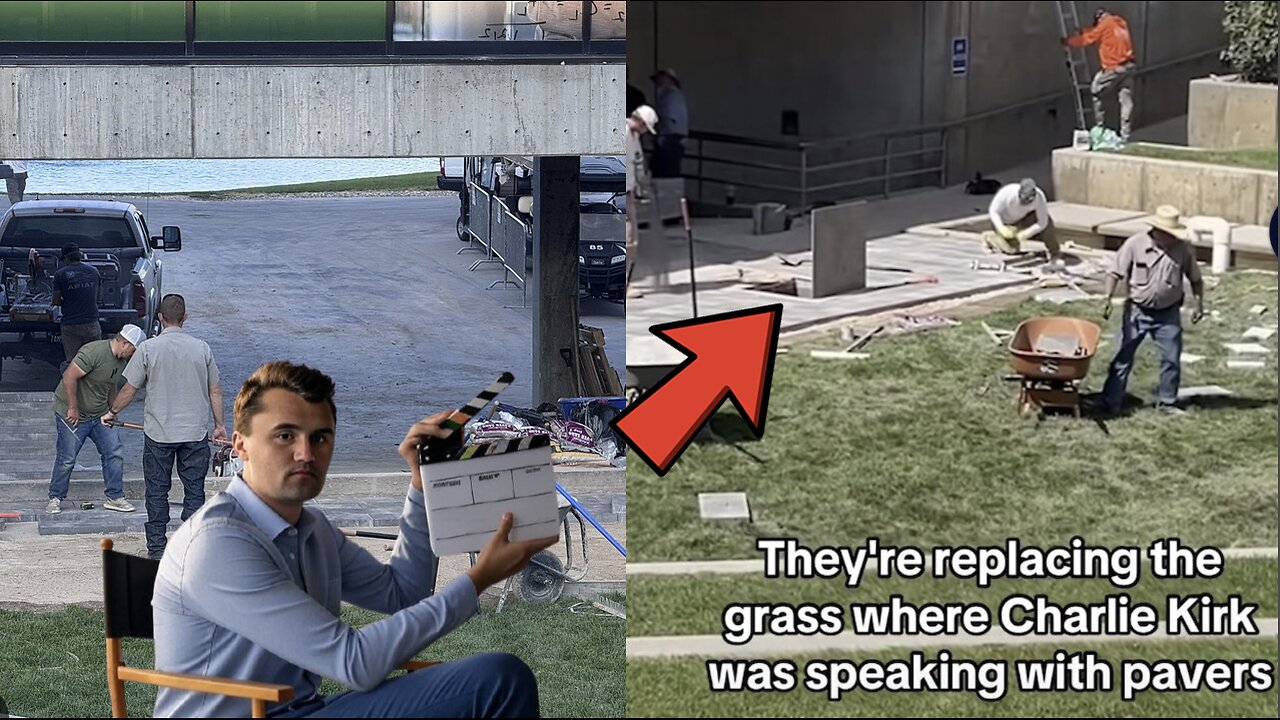 THAT'S A WRAP! THEY'VE ALREADY COVERED UP THE STAGE OF CHARLIE KIRK'S FAKE DEATH WITH CONCRETE!