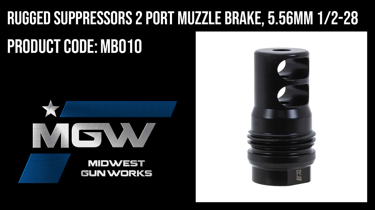 Rugged Suppressors 2 Port Muzzle Brake, 5.56mm 1/2-28 - MB010