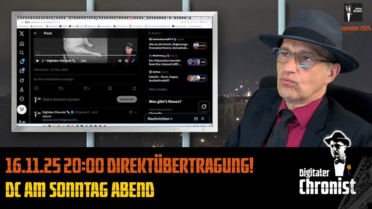 Aufzeichnung vom 16.11.25 Direktübertragung! DC am Sonntag Abend
