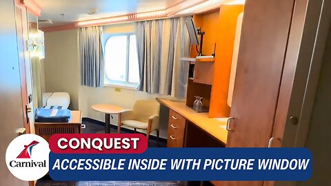 Carnival Conquest Accessible Inside w/ Picture Window Cabin 6205 Tour