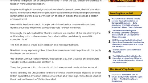 The UN Is About to InstituteTax on American Citizens: ‘The Ultimate in Taxation