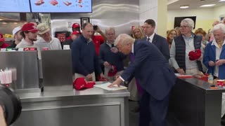 President Trump Talks with Supporters and Employees at a Local Business