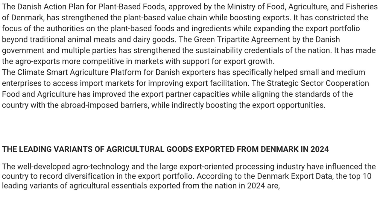 The Agro Goods Export of Denmark in 2024: Trends, Top Categories & Global Trade Partners