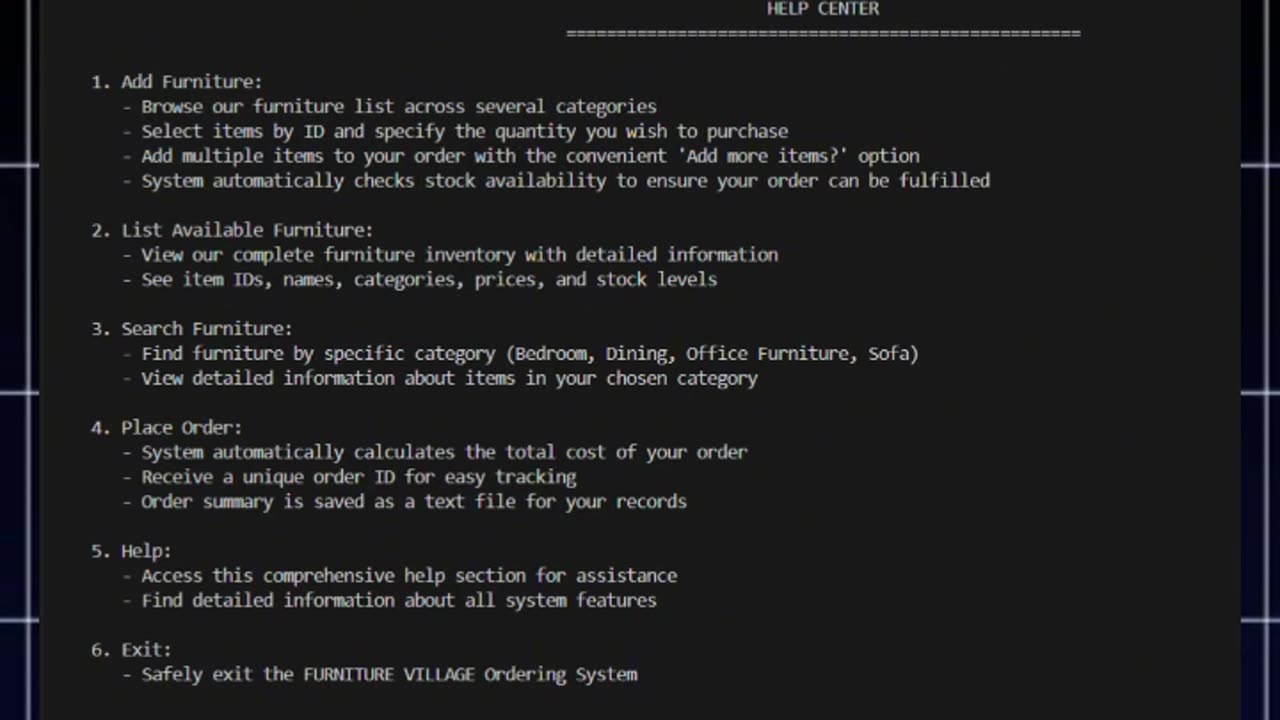🛋️ Furniture Ordering System | C++ Project