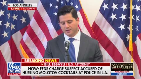 U.S. Attorney Bill Essayli announces FEDERAL CHARGES for two criminals who threw Molotov cocktails