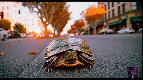 Beautiful Turtle Relaxing by the Roadside in an American City .