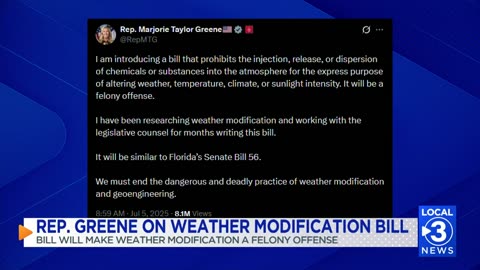 Rep. Marjorie Taylor‑Greene introduces bill to prohibit weather modification