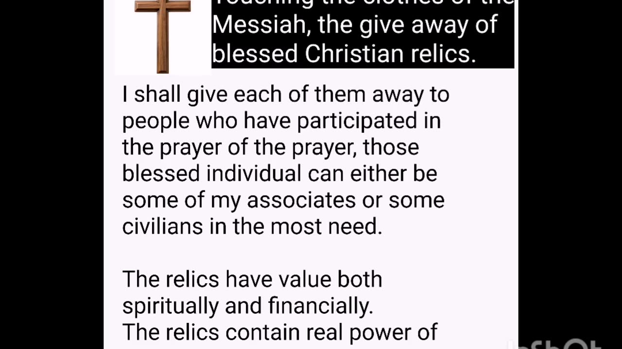 The give away of Christina blessed relics