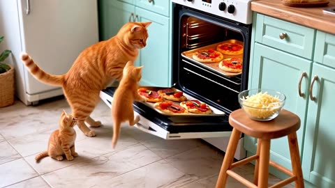 Mama Cat & Kittens Make DELICIOUS Mini Pizzas! 🍕😻 | Pepperoni, Tomatoes & Anchovies