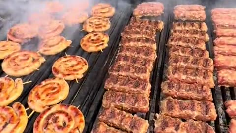 Meat Grilled On BMW Barbecue