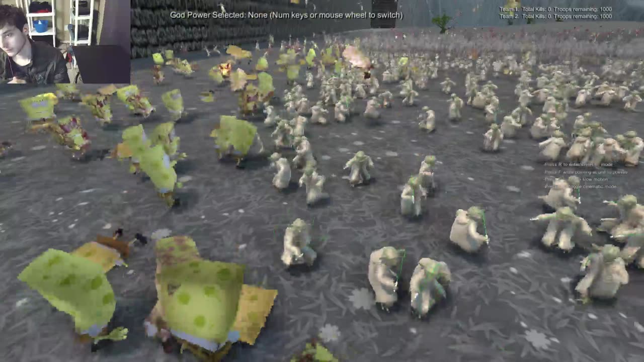 1,000 SpongeBob SquarePants VS 1,000 Yodas From The Star Wars Series In A Battle