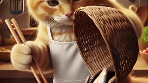 Talented Chef Cat: Cooking Delicious Fish in Tomato Sauce!