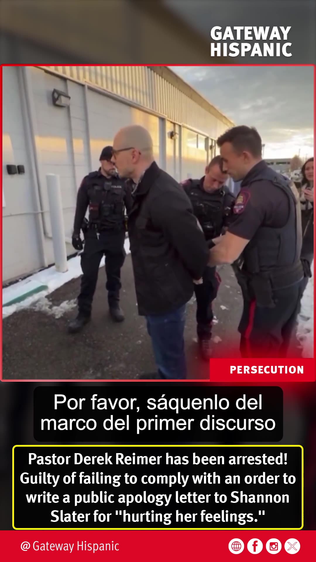 Pastor Derek Reimer, another Christian arrested