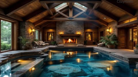 Rainy Night Vibes Fireplace, Indoor Pool and Chill Sounds