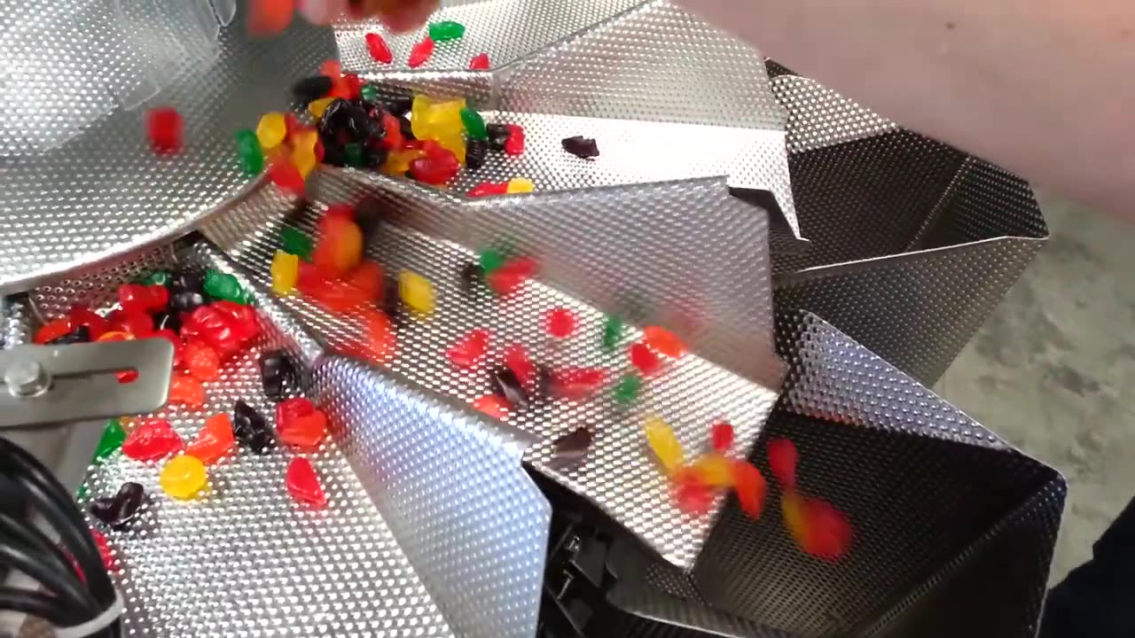 Gummy Bears Factory Packing | High Tek USA - STANDARD LINE (14 Head) High Speed Flow Wrapper Machine