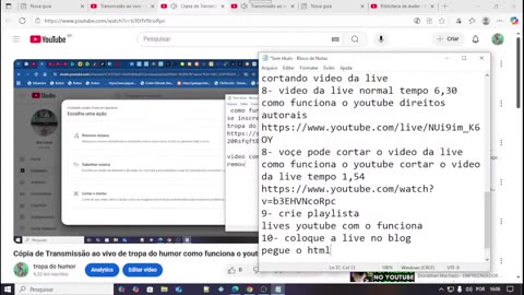 como funciona o youtube cortar o video da live