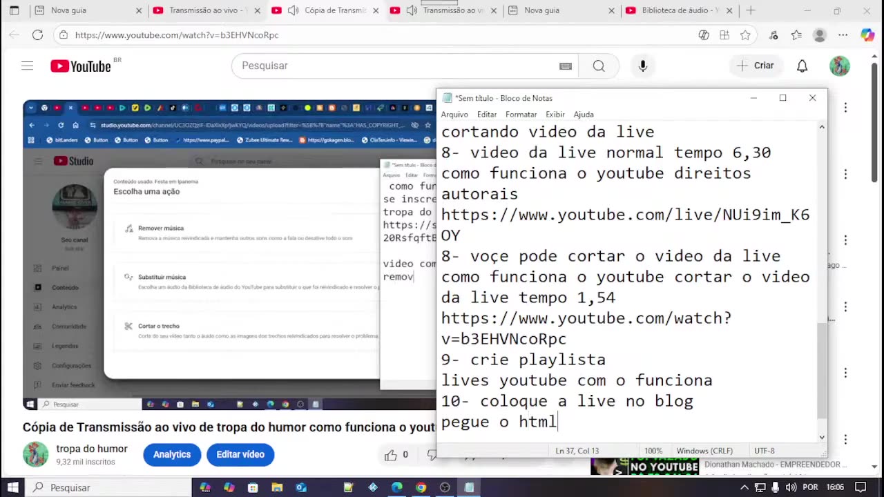 como funciona o youtube cortar o video da live