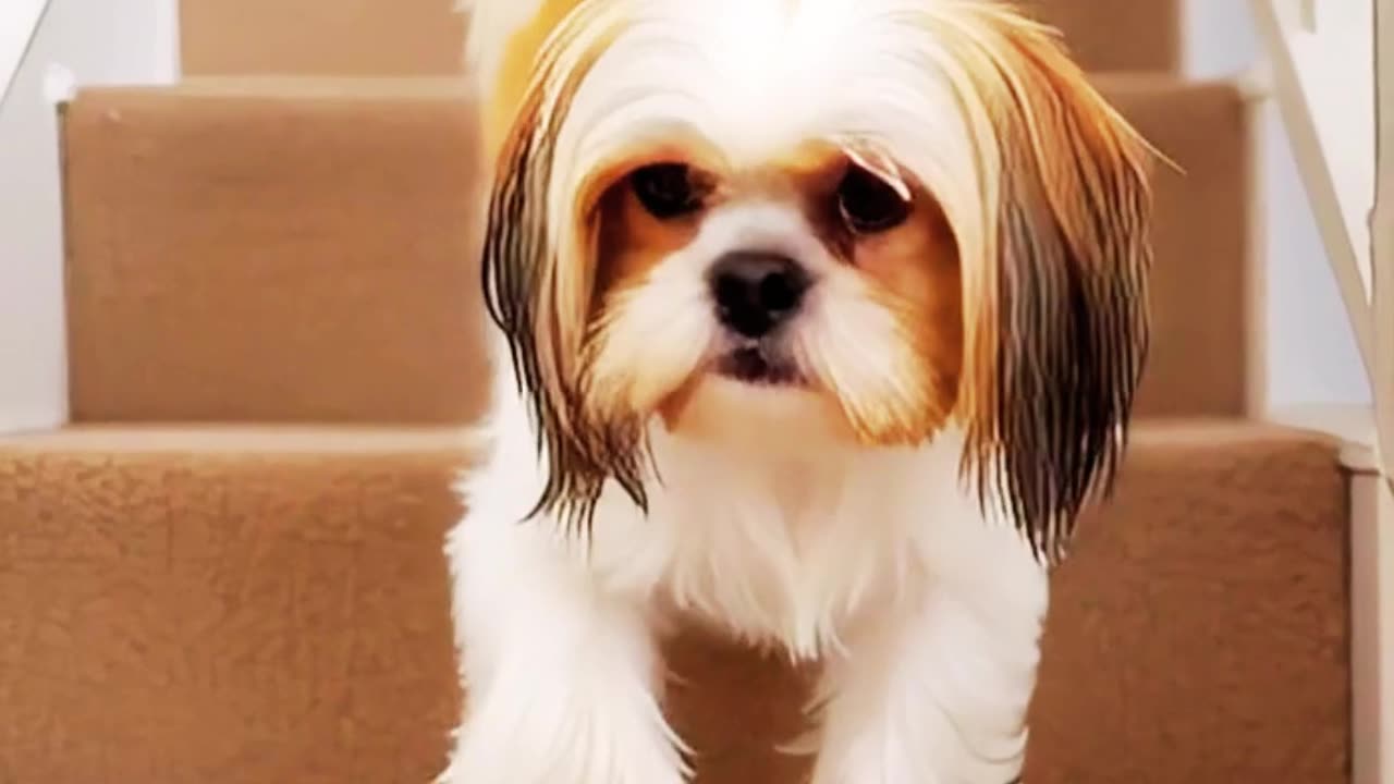 Adorable Shih Tzu Walking Up the Stairs Like a Pro #doghero #actionadventure.
