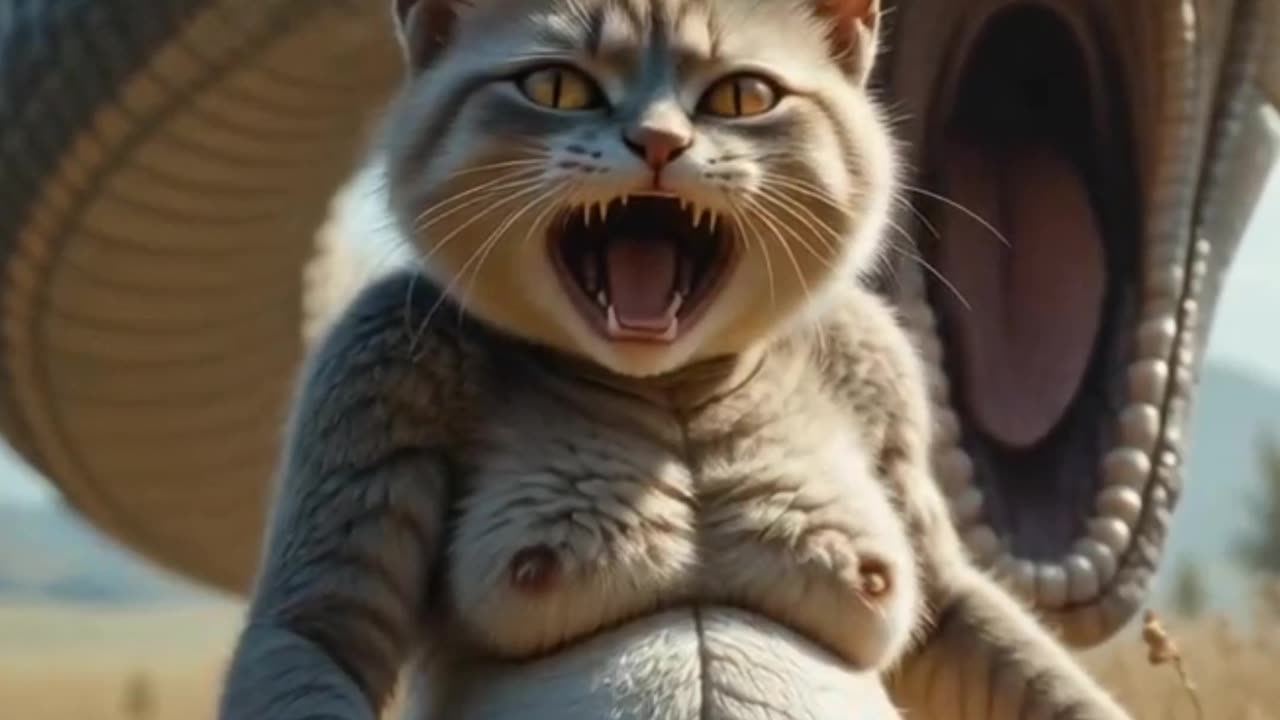 Save the Pregnant Cat! Giant Snake Attack | #shorts #snake #cat #ai