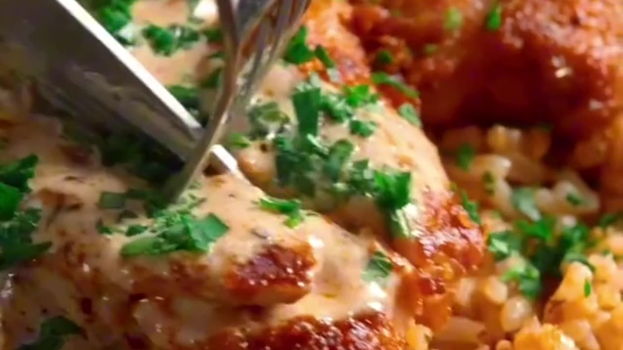 Fried rice with creamy spicy chicken