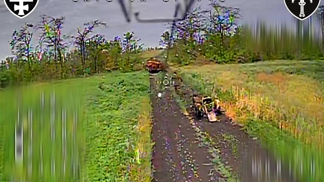Russians Bail From Motorbikes to Dodge Incoming Drones