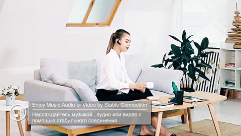 Headset Wireless Headphones Business Hands-free Earbuds Talk Time Earpiece with Microphone