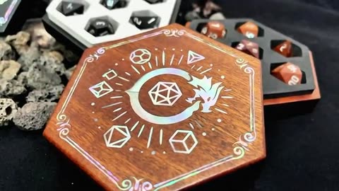 Hand-Inlaid RPG Dice & Dice Box