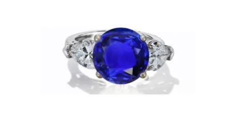 633 Custom Made Unique Round Sapphire & Pear Diamond Three-Stone Engagement Ring