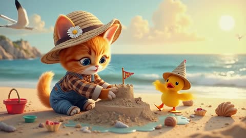 🌻Tiny Cat Travels Spain with His Little Duck Friend🌻(1080P_HD)