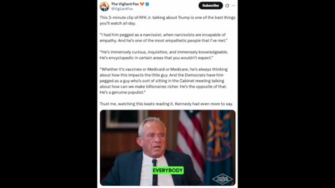 RFK JR : President Trump Is Not Who You Think He Is; He's A Populist, Not A Narcissist