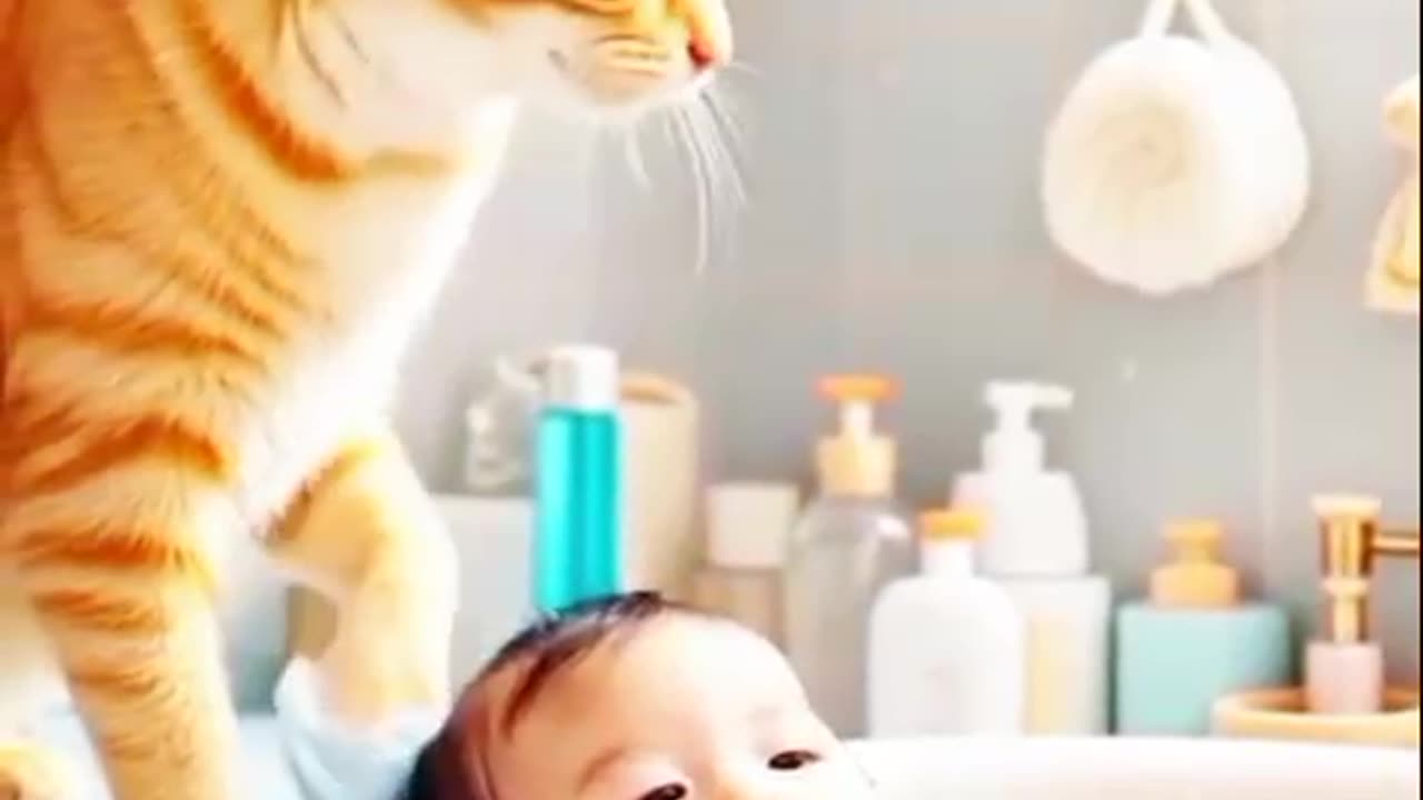 Cat helping a burning child | जलते हुए बच्चे को बिली का सहारा | #cat #shortvideo #ytshorts