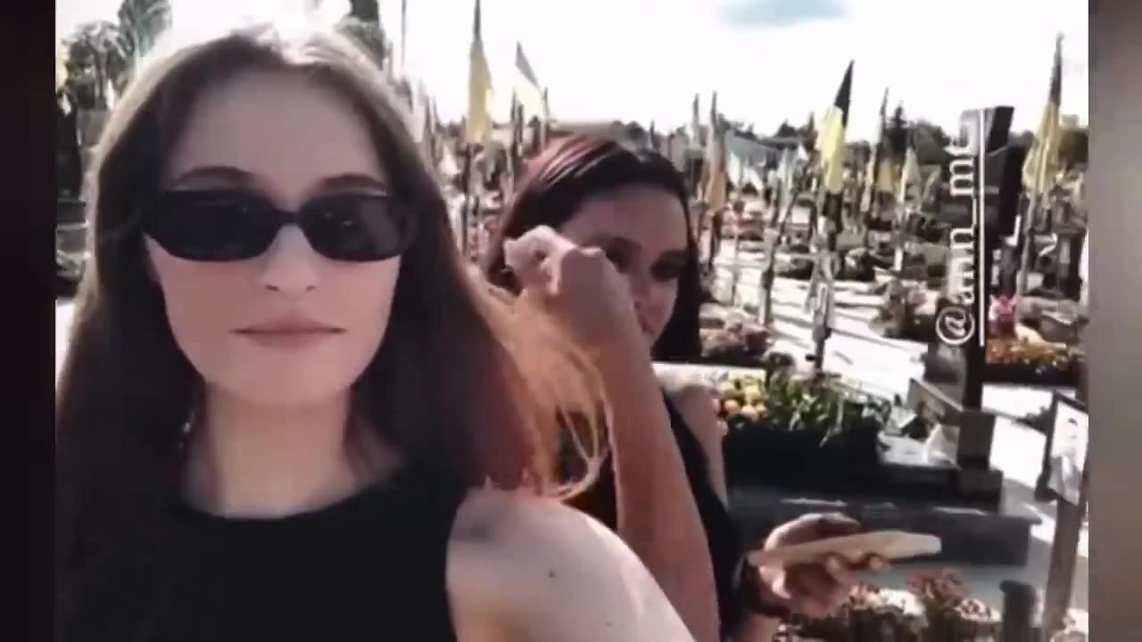 Twerking on Ukrainian soldiers graves....