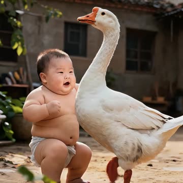 👶🪿 "Baby Playing with Big White Goose 🤍 | Cutest Friendship Ever!"