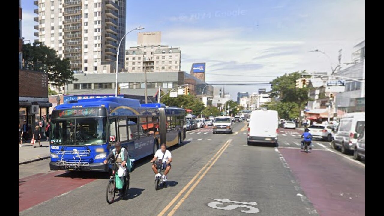 The Q44 SBS MTA BUS Driving ON The Road in FLUSHING MAIN STREET