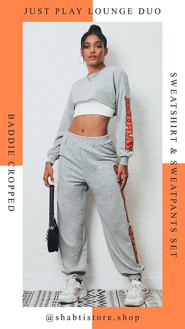 Baddie Cropped Just Play Lounge Duo Sweat Set🔥