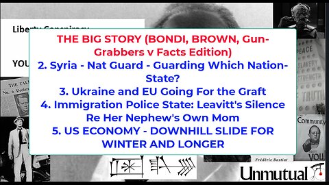 Liberty Conspiracy LIVE 12-15-25 Bondi, Brown Massacres, Syria, Ukraine, Leavitt Loner