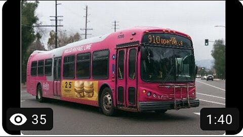 The Pink Nabi 45 CityBus Driving On The Road