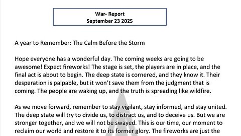WAR REPORT - SEPT 23 2025 - THE CALM BEFORE THE STORM