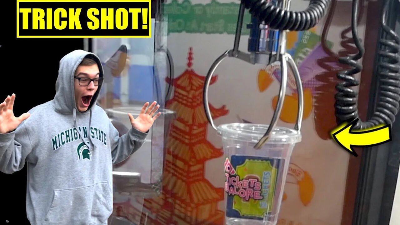 CLAW MACHINE TRICK SHOT WIN!