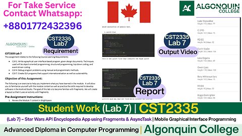 Client Work (lab)|CST2335 lab 7 Star Wars API App – Fragments & AsyncTask |Algonquin College