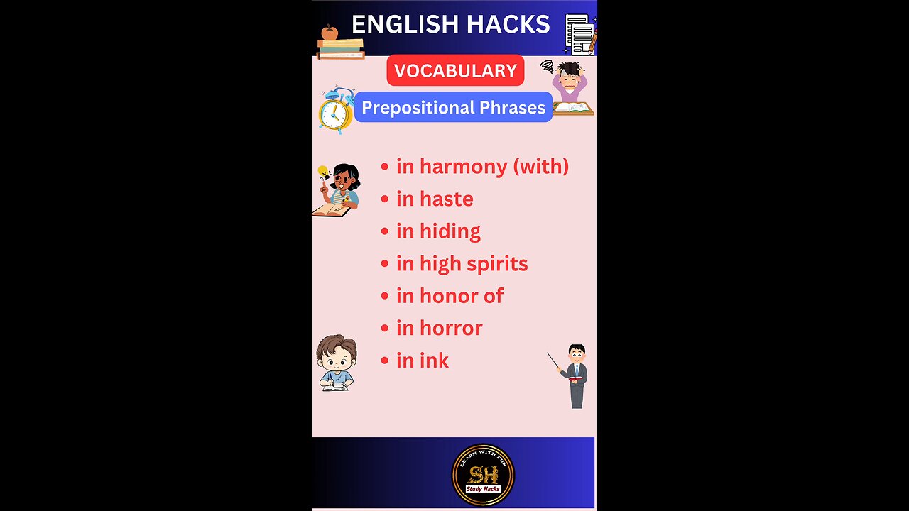 Most important daily use Prepositional phrases 03 #studyhacks123 #vocabulary #english #shorts