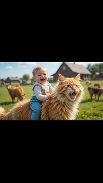 Adorable Baby and His Cat: A Day of Farm Adventures! 🐱🌿🎉